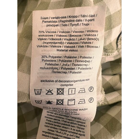 VERO MODA Green & White Gingham Checkered Long-Sleeve Faux Wrap Dress Size M - Picture 6 of 6